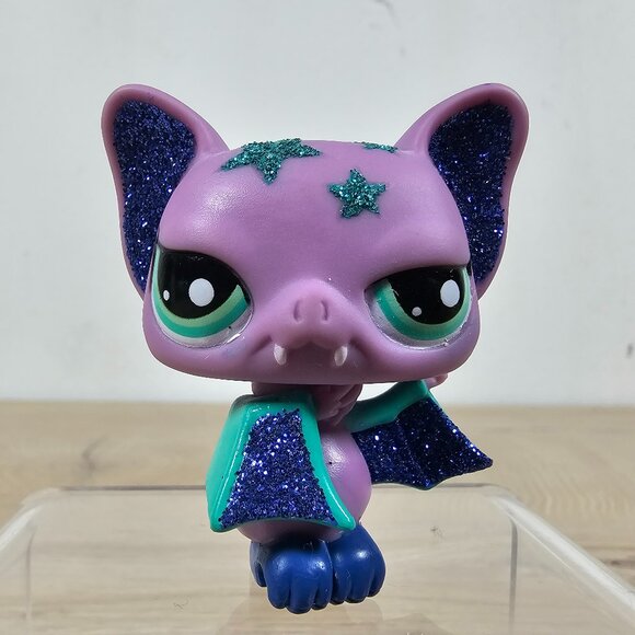 Hasbro Littlest Pet Shop #2142 Bat Purple Blue Sparkle Glitter Pretty Pairs LPS - Picture 2 of 10